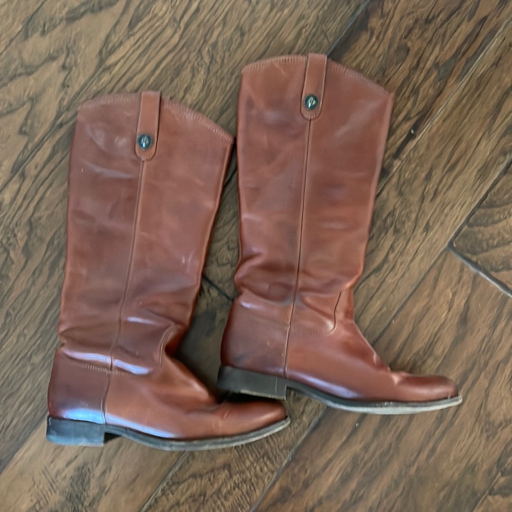 FRYE Boots - 8B - cognac leather - tall, below knee